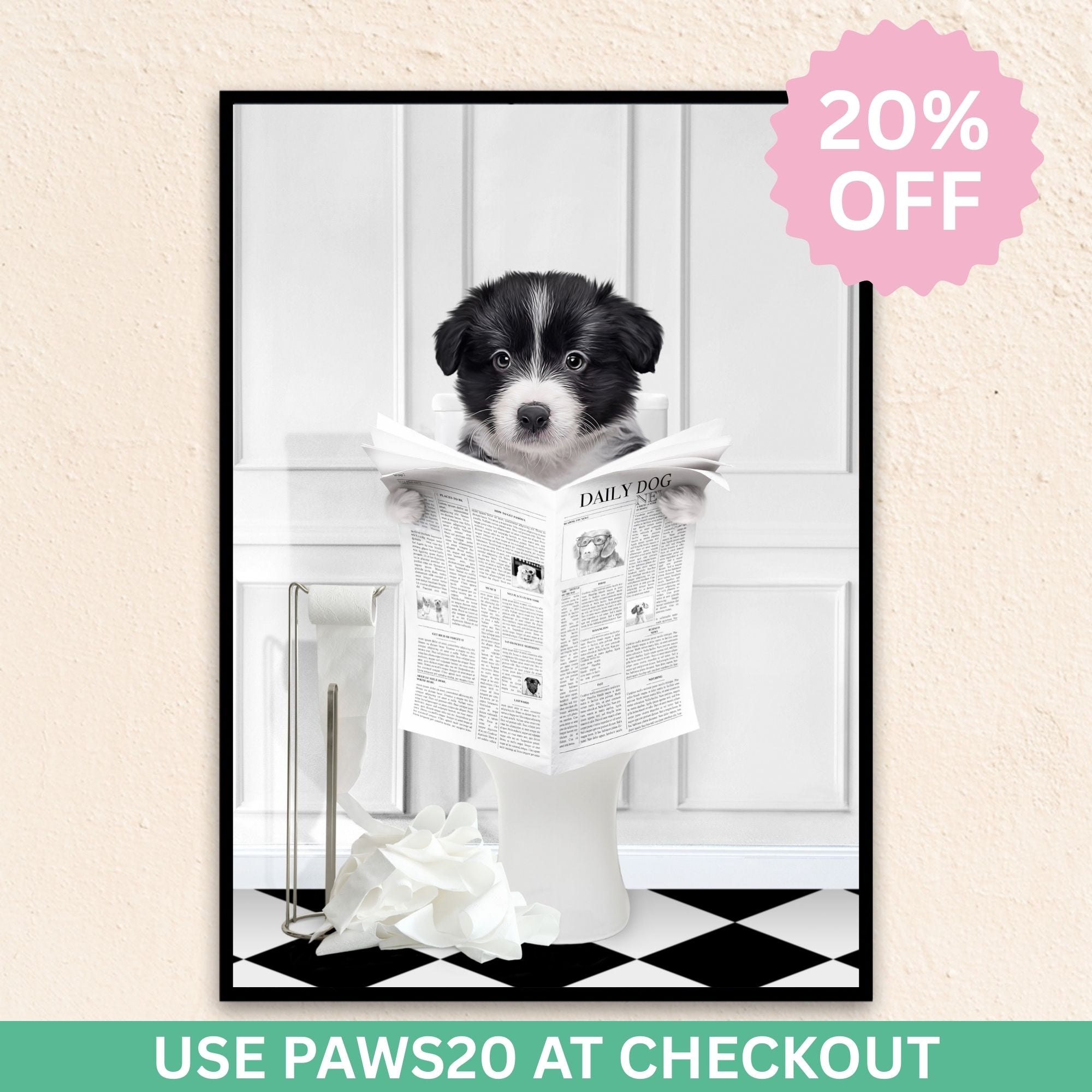 Custom Funny Pet Portrait | Reading A Newspaper - White