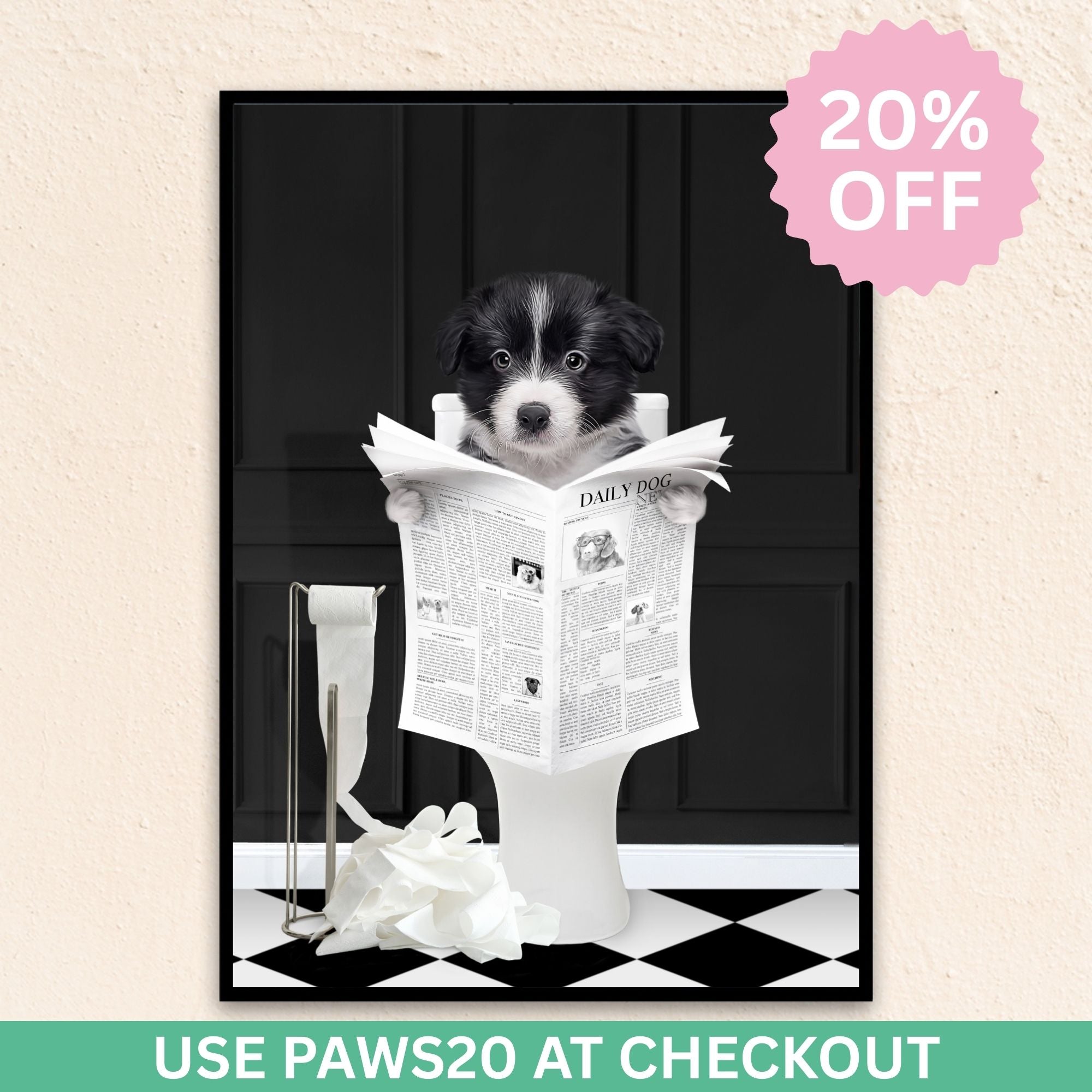 Custom Funny Pet Portrait | Reading A Newspaper - Black