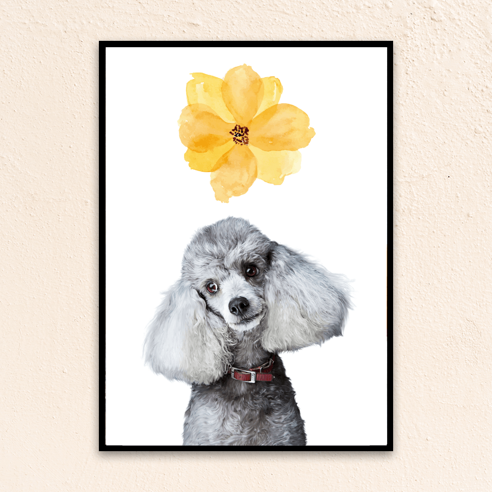 Custom Modern Pet Portrait | Watercolor Flower