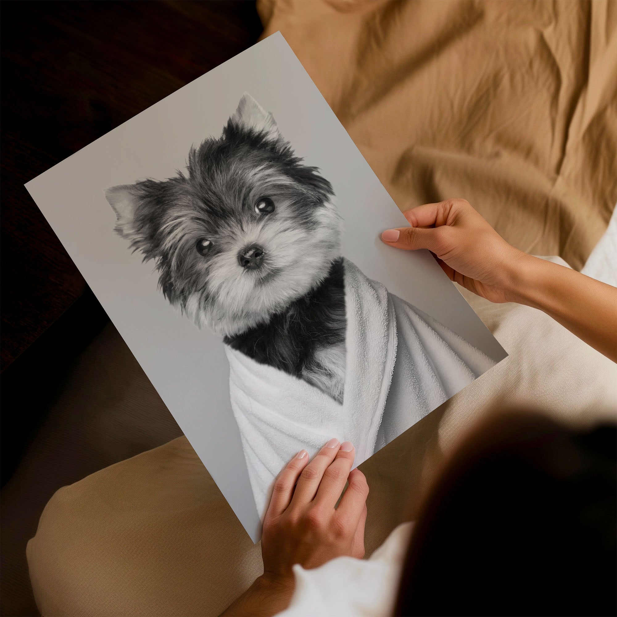 Custom Bathroom Pet Portrait | Black & White Robe
