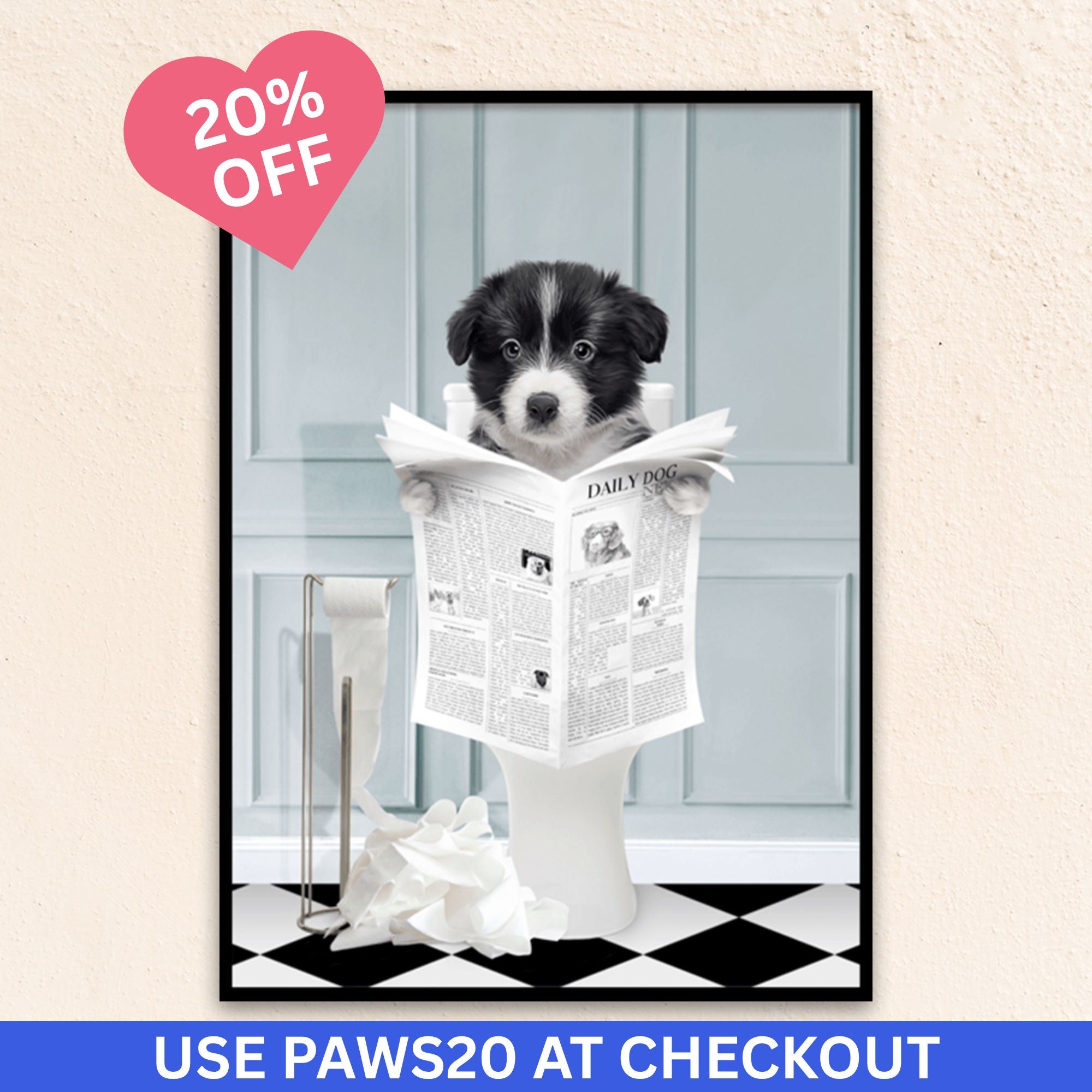 Custom Funny Dog Portrait | Reading A Newspaper