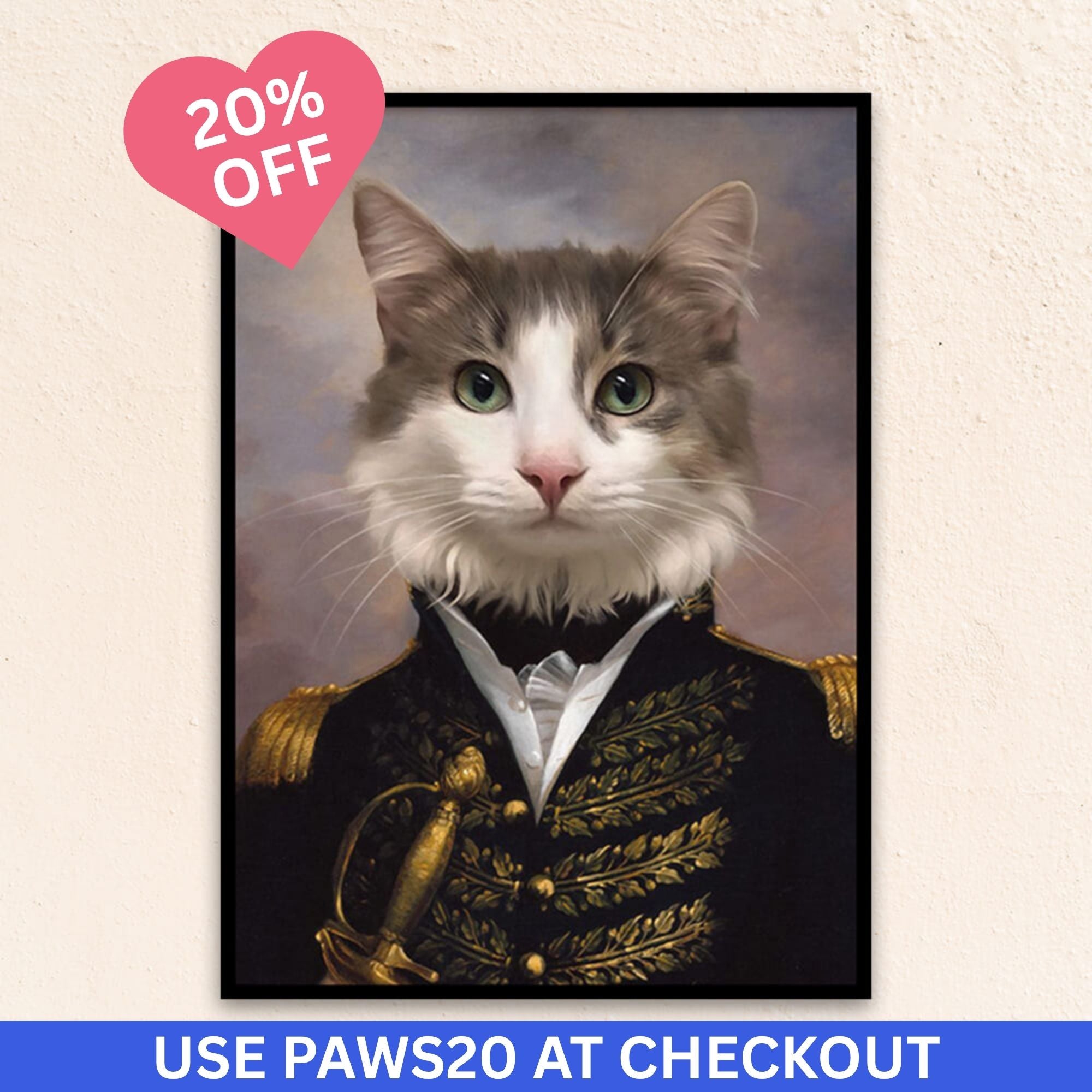 Custom renaissance dog portrait of a military dog as The Lieutenant, dressed in a formal coat with brass buttons, portraying loyalty and leadership.