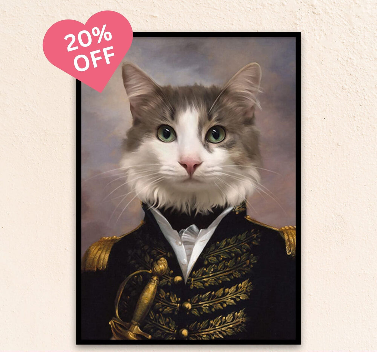 Custom medieval dog portrait of a military dog as The Lieutenant, dressed in a formal coat with brass buttons, portraying loyalty and leadership.