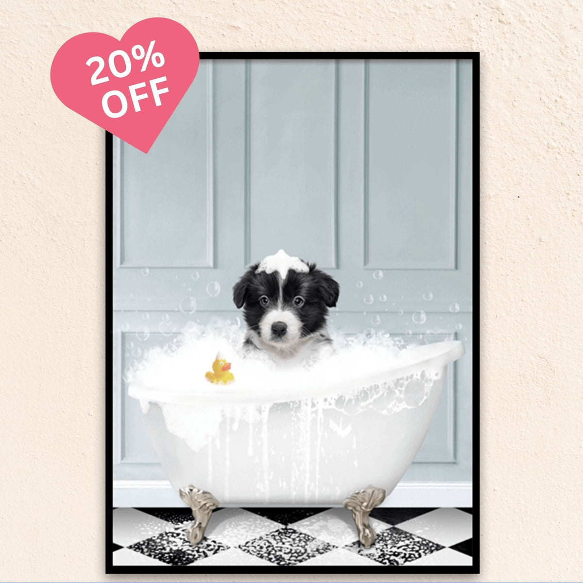 Custom Bathroom Art Pet Portrait | In The Bath Tub