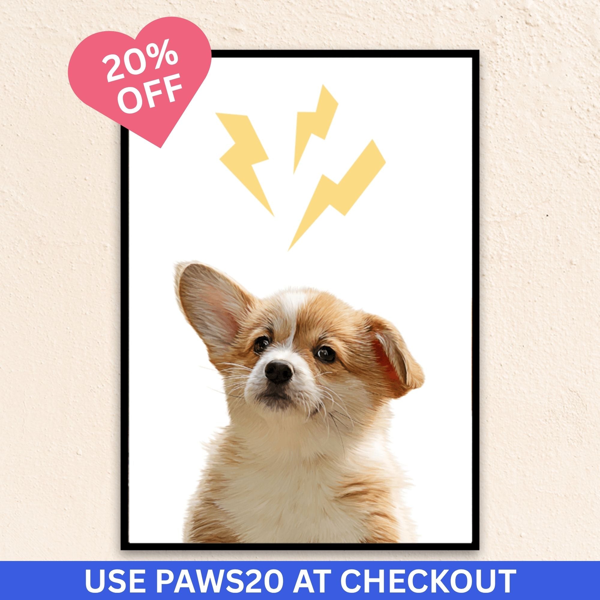 Custom Modern Pet Portrait | Lightening Bolt