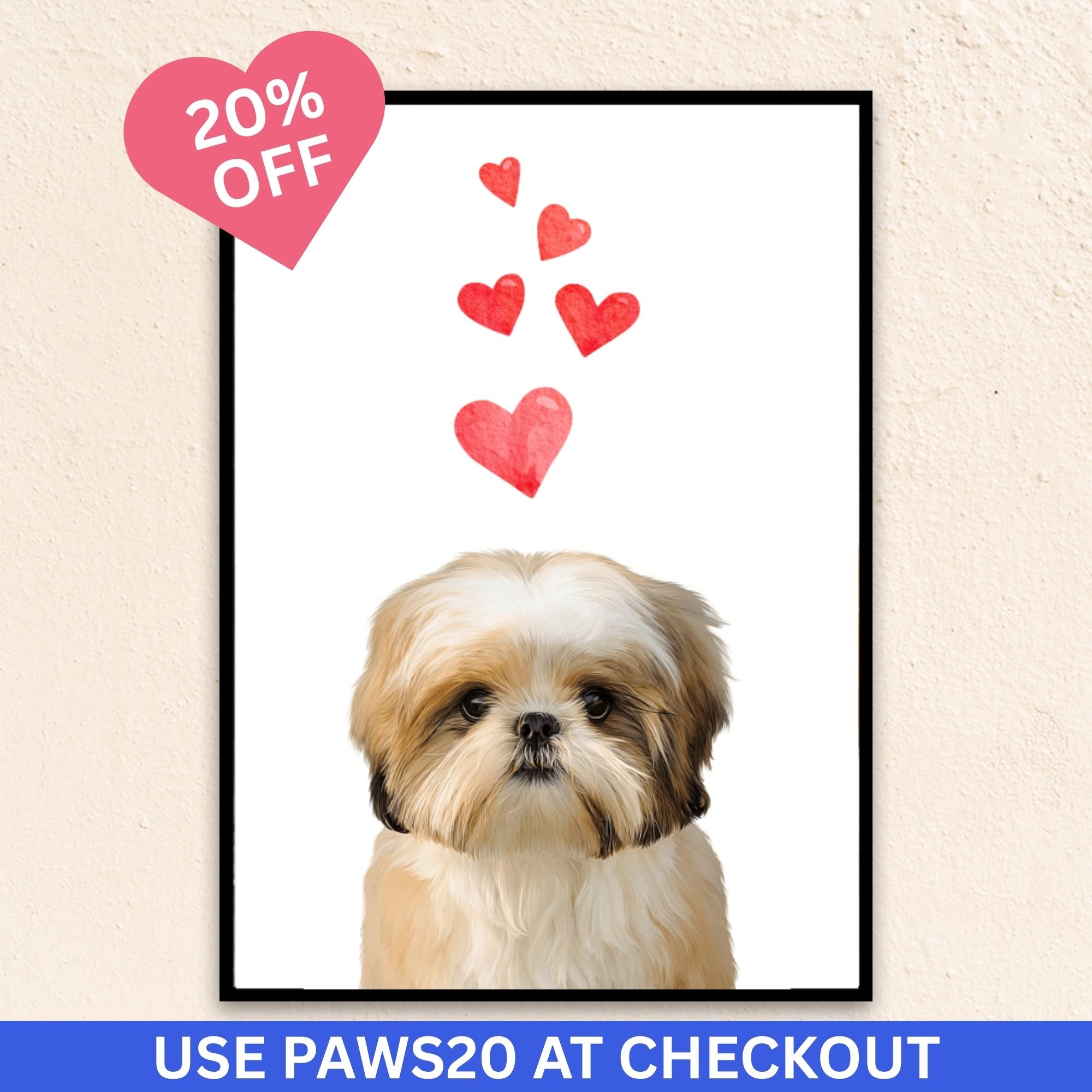 Custom Modern Pet Portrait | Multiple Hearts