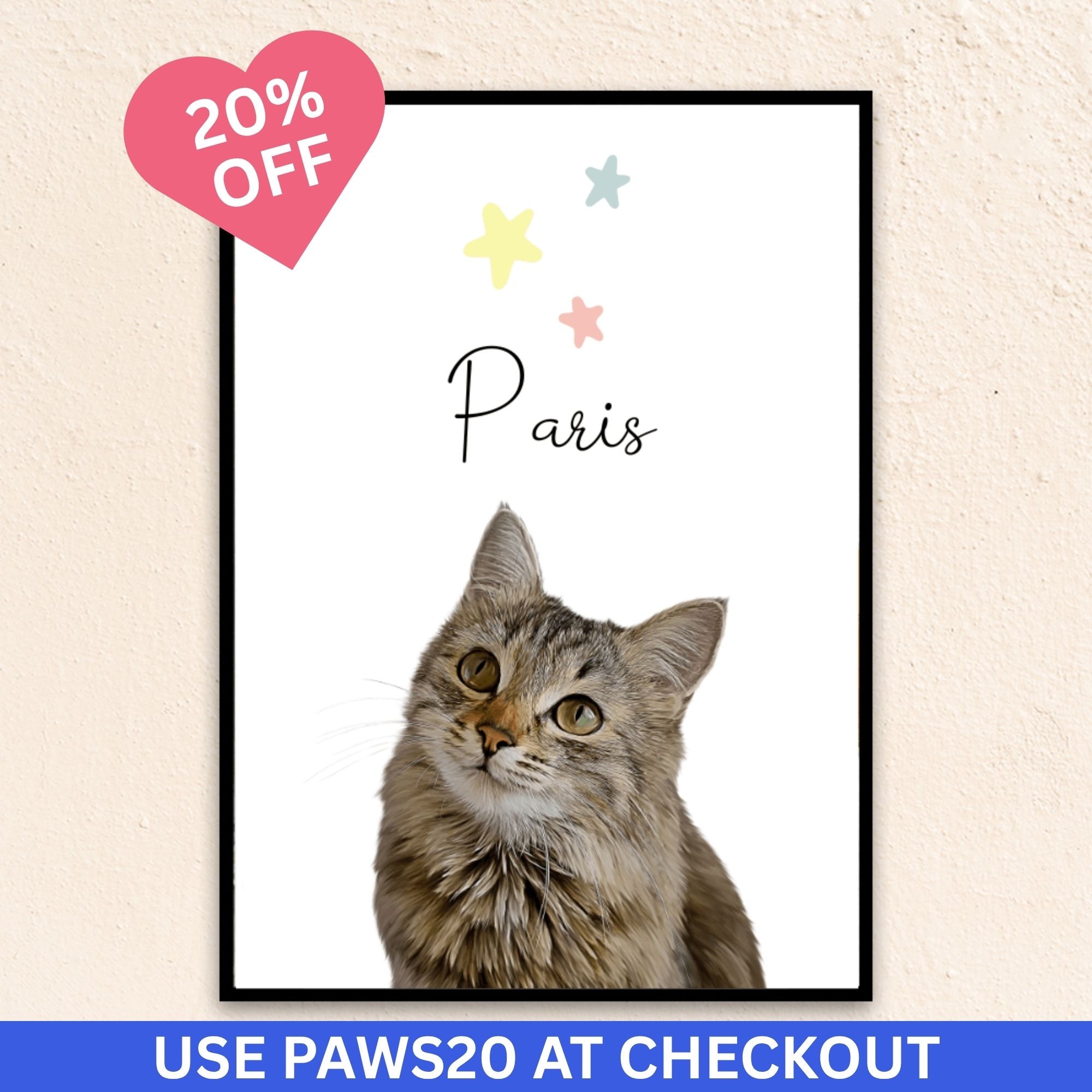 Custom Modern Pet Portrait | Pastel Stars