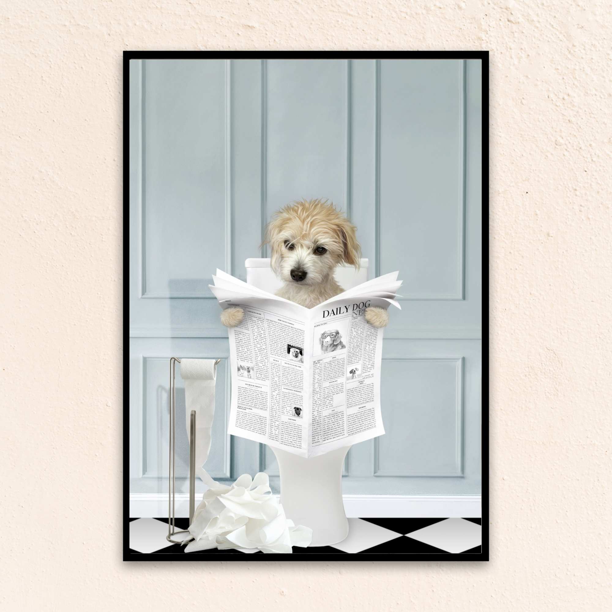 Custom Funny Dog Portrait | Reading A Newspaper