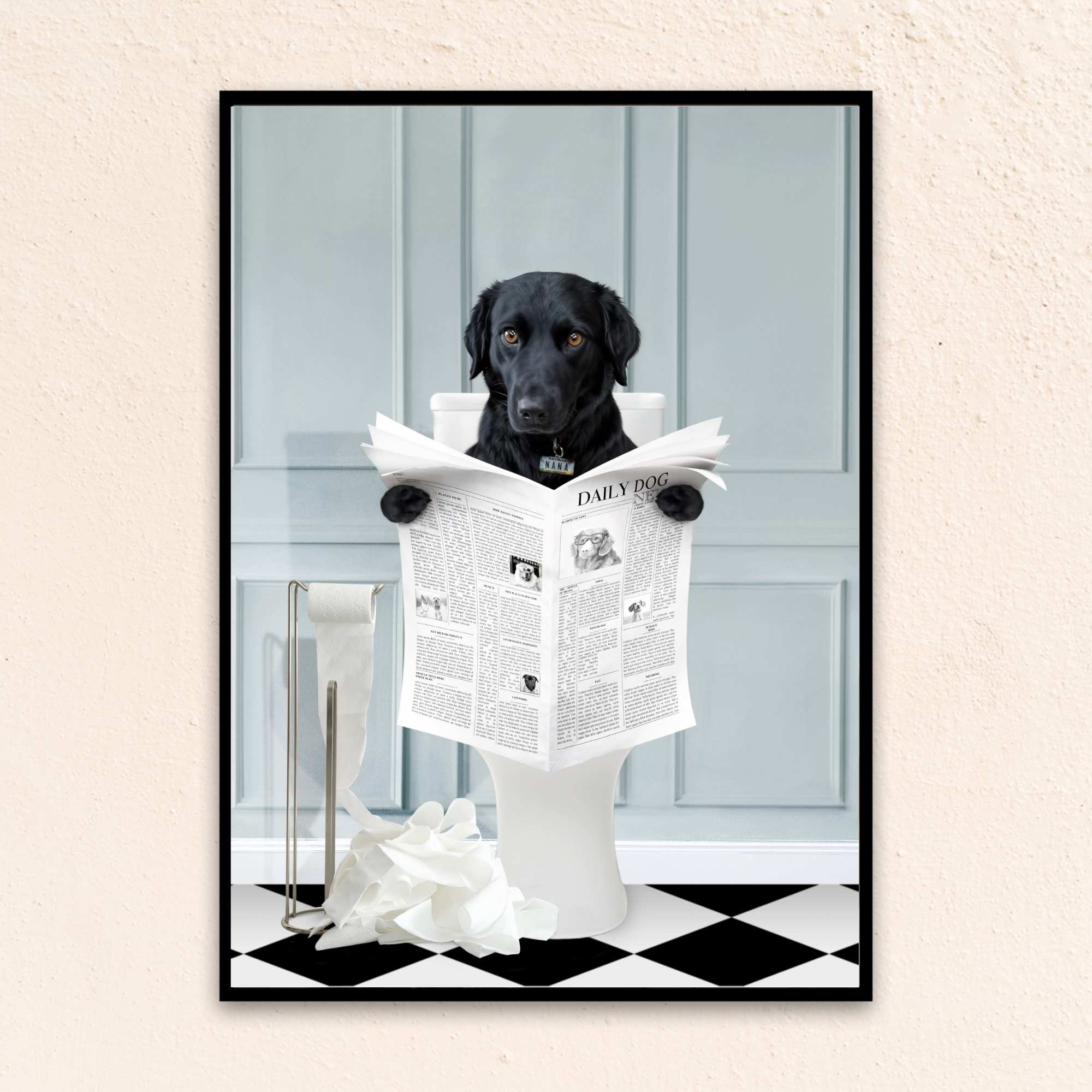 Custom Funny Dog Portrait | Reading A Newspaper