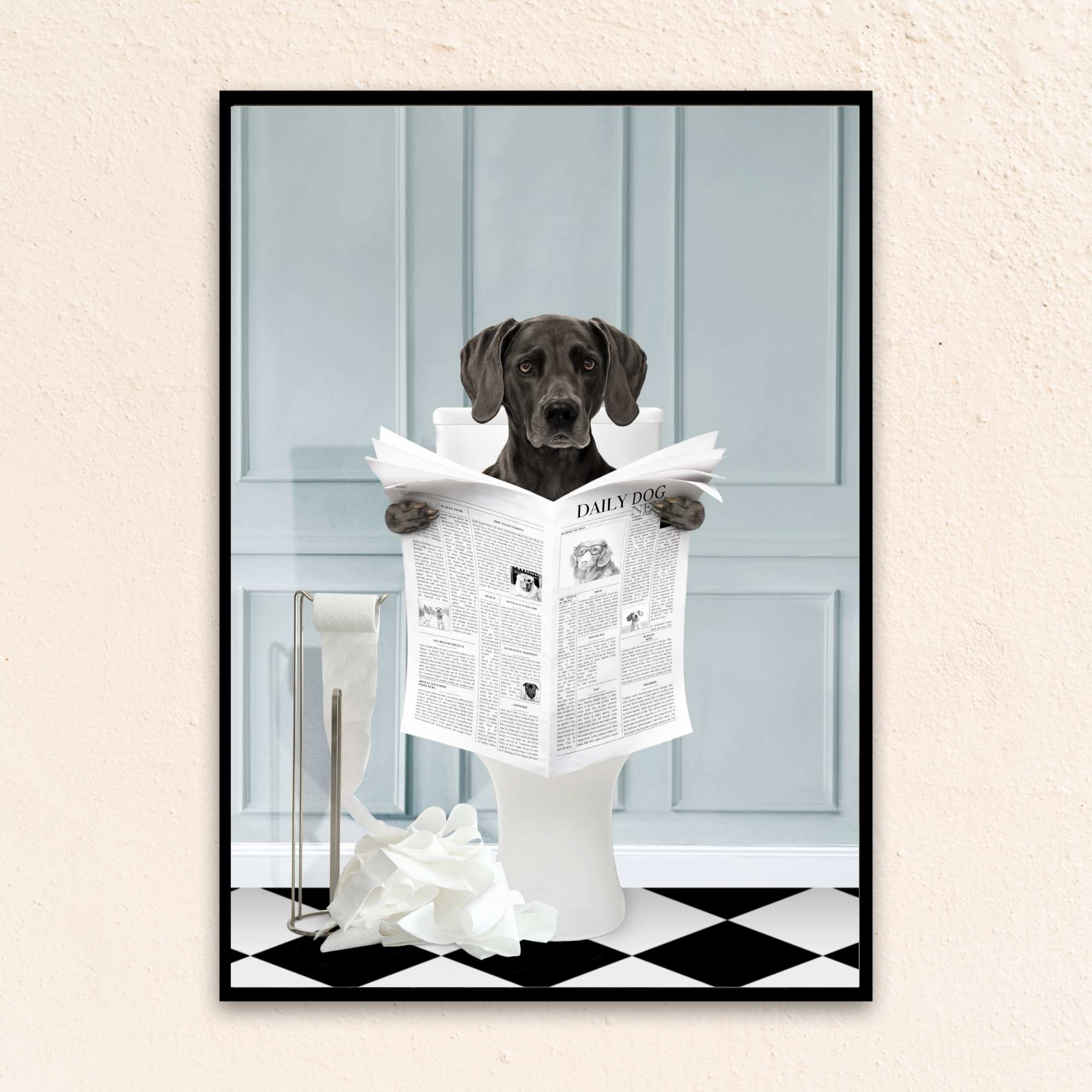 Custom Funny Dog Portrait | Reading A Newspaper