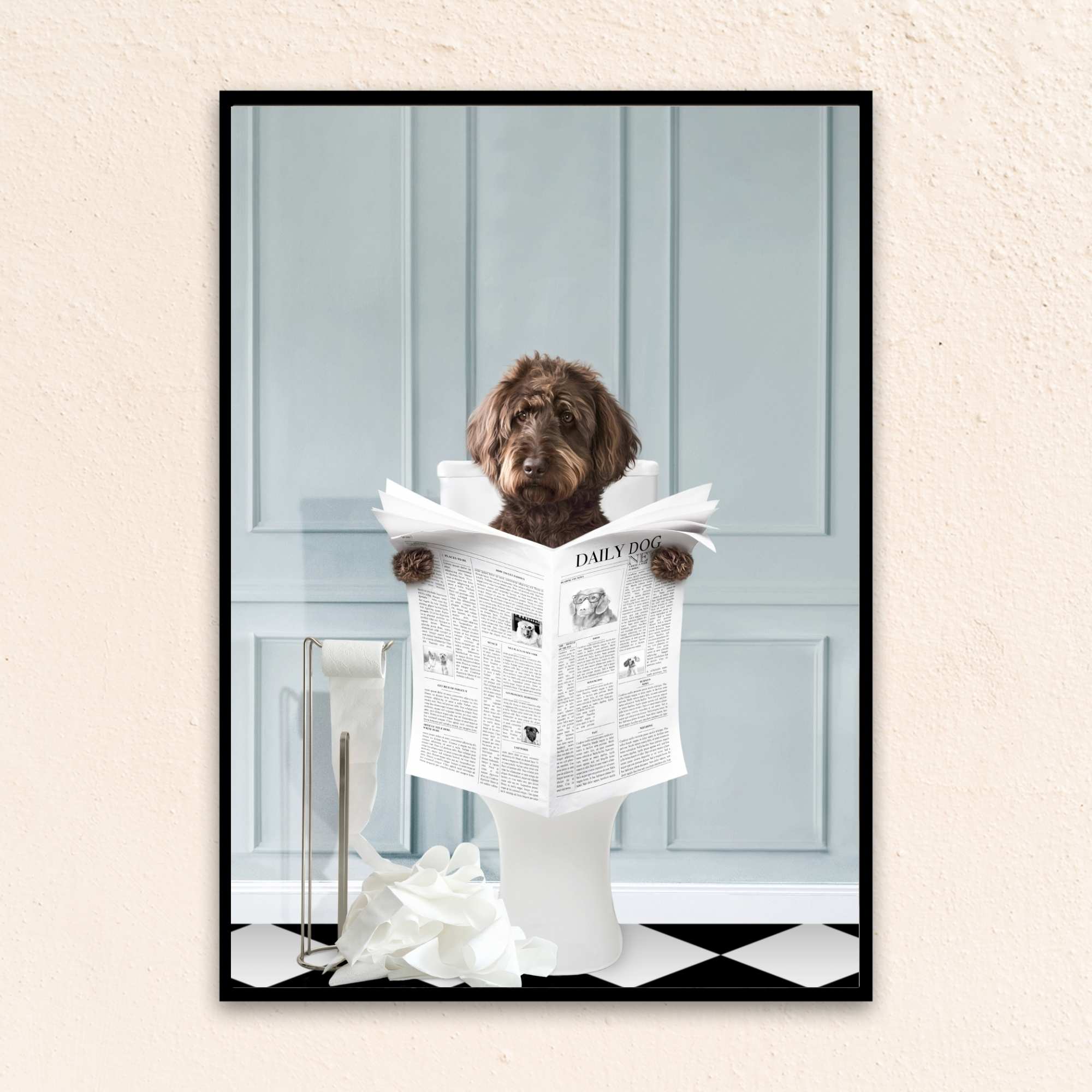 Custom Funny Dog Portrait | Reading A Newspaper