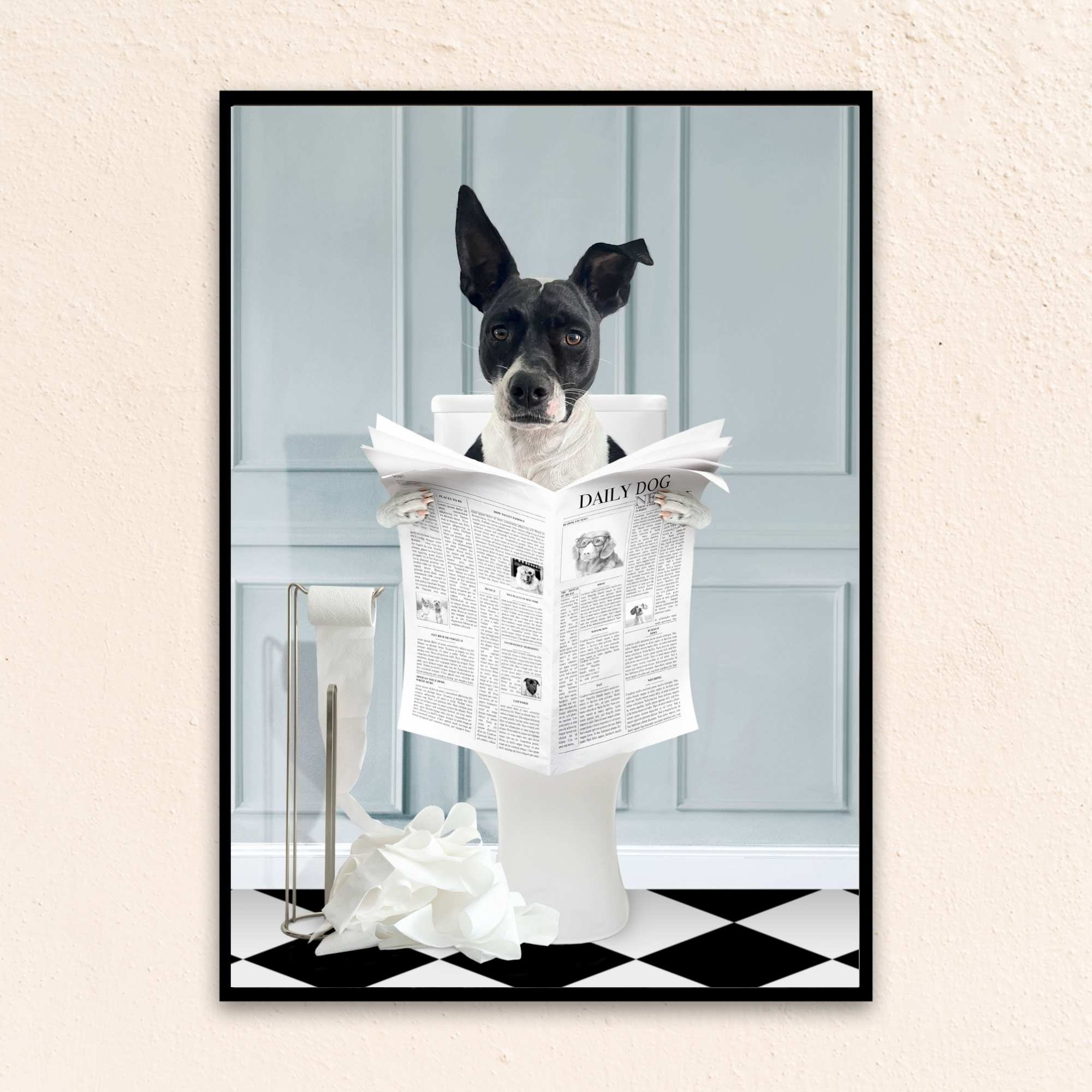 Custom Funny Dog Portrait | Reading A Newspaper