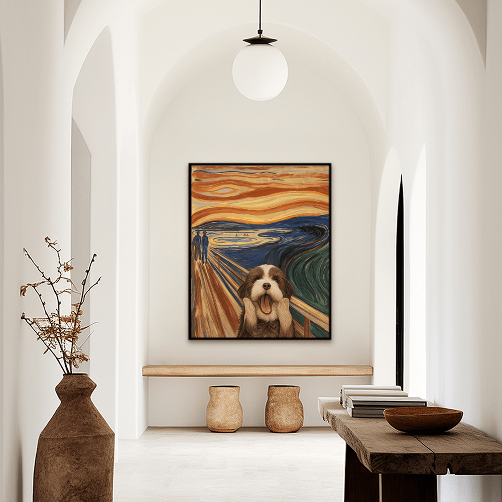 Edvard Munch's "The Scream” into a masterpiece of hilarity. In a hallway.