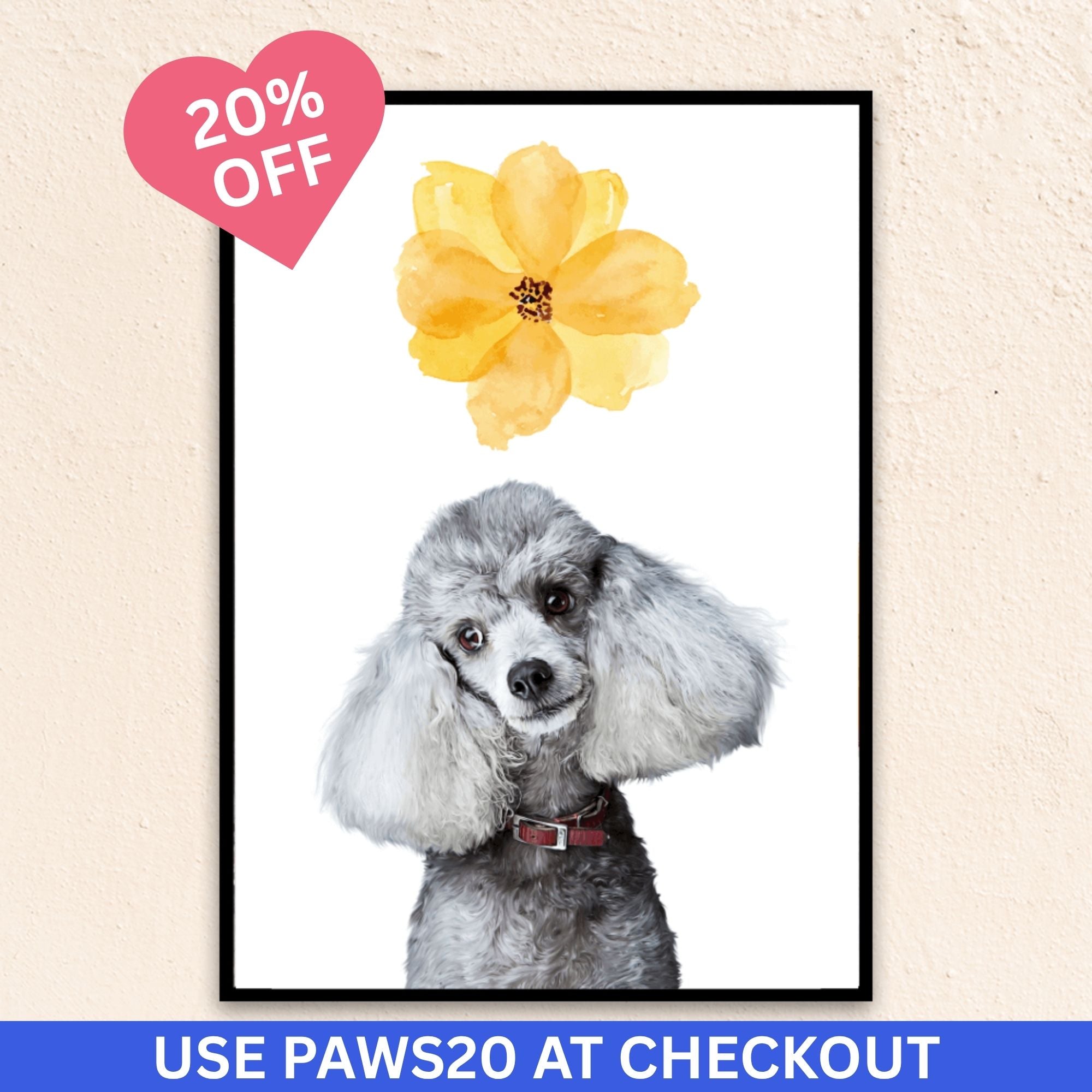Custom Modern Pet Portrait | Watercolor Flower