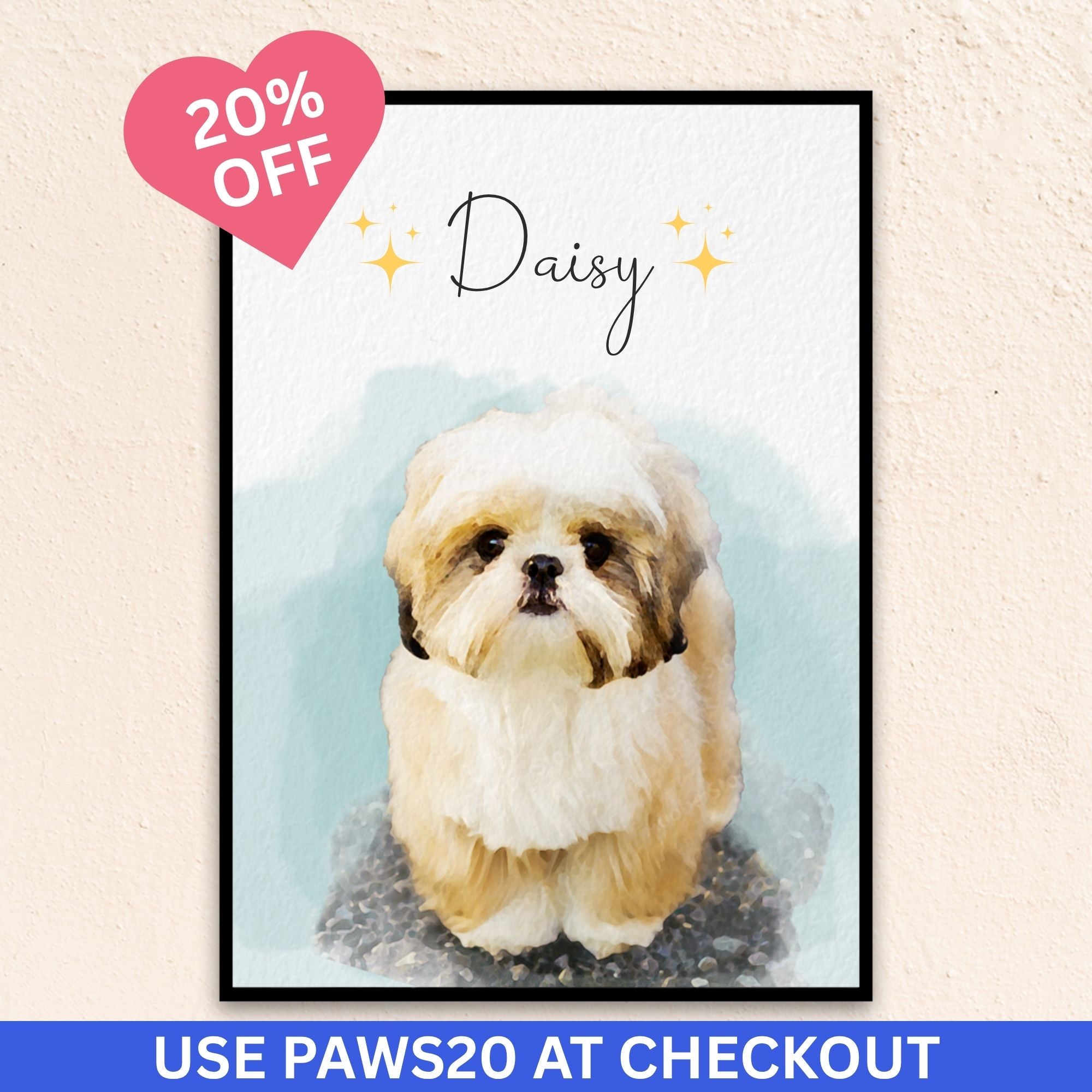 Custom Watercolor Pet Portrait | Stars