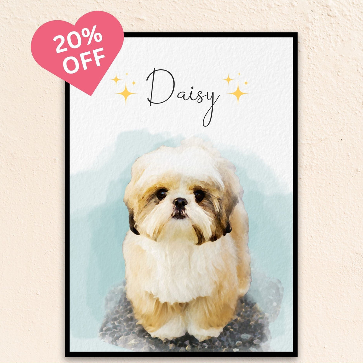 Custom Watercolor Pet Portrait | Stars