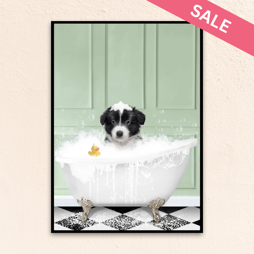 Custom Funny Pet Portrait | In The Bath Tub Sea Green