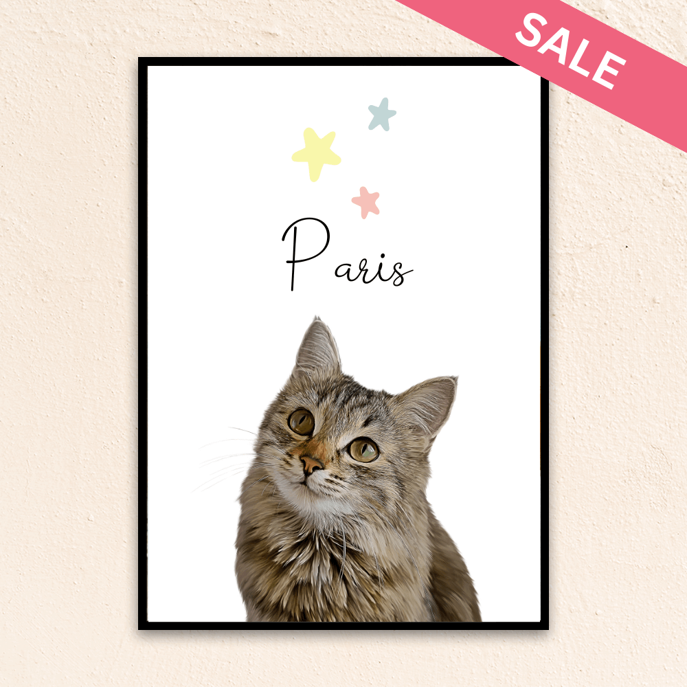 Custom Modern Pet Portrait | Pastel Stars