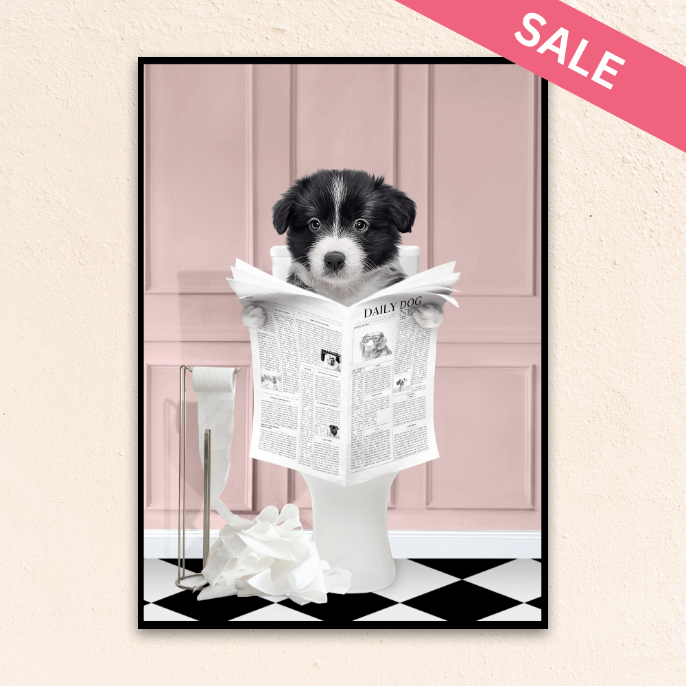 Custom Funny Pet Portrait | Reading A Newspaper - Pink