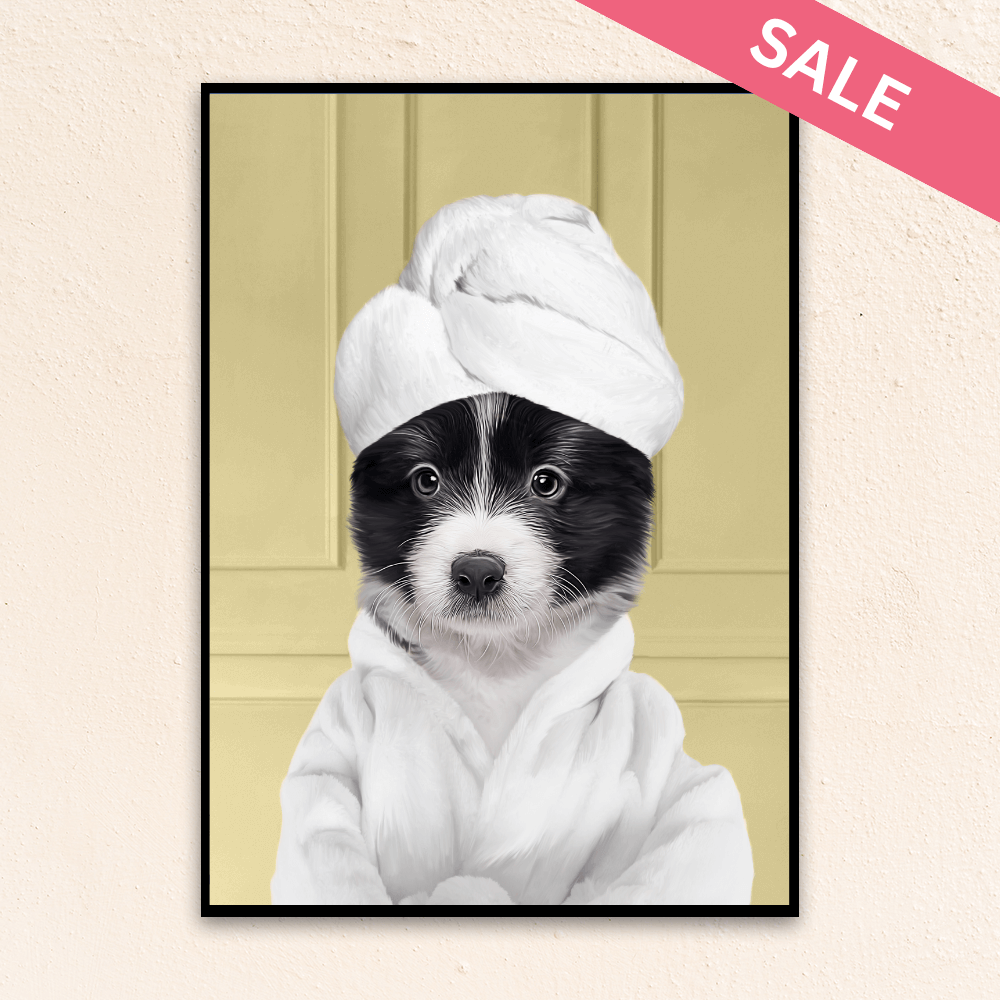 Custom Funny Pet Portrait | Wearing A Bathrobe - Yellow