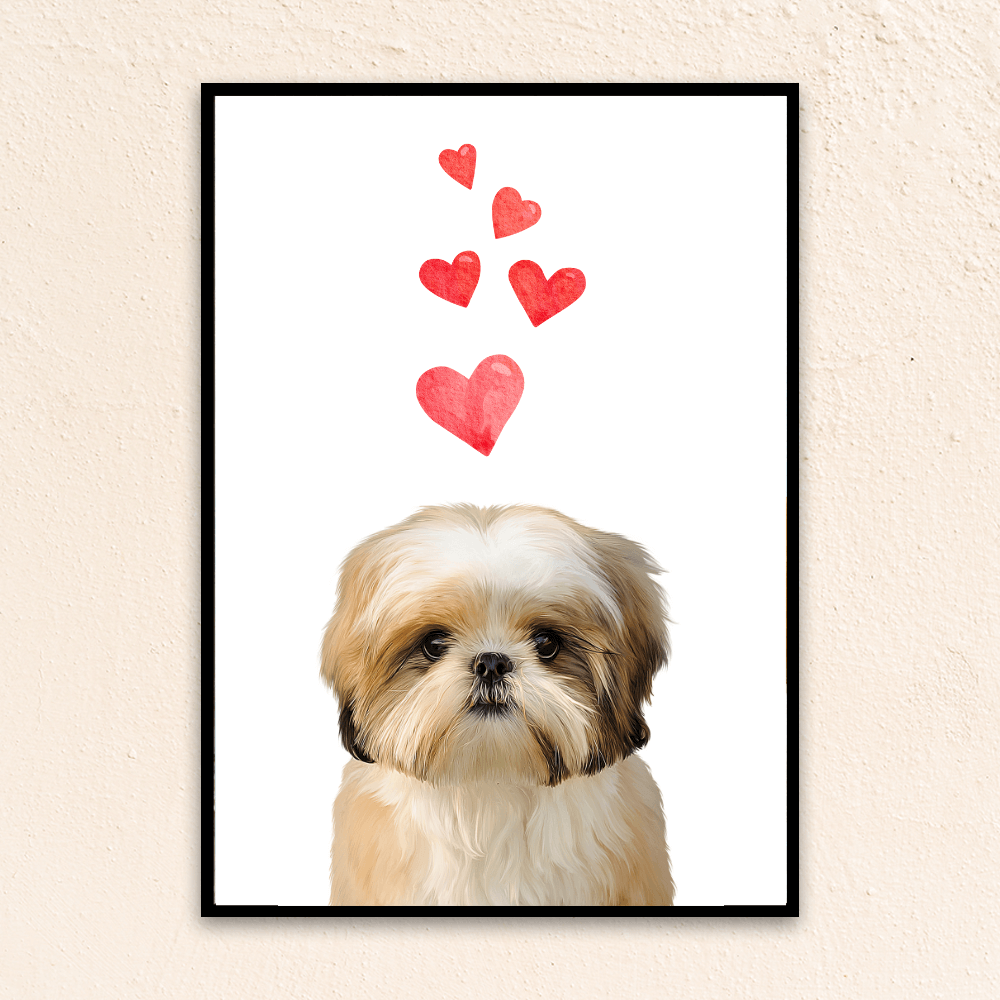 Custom Modern Pet Portrait | Multiple Hearts