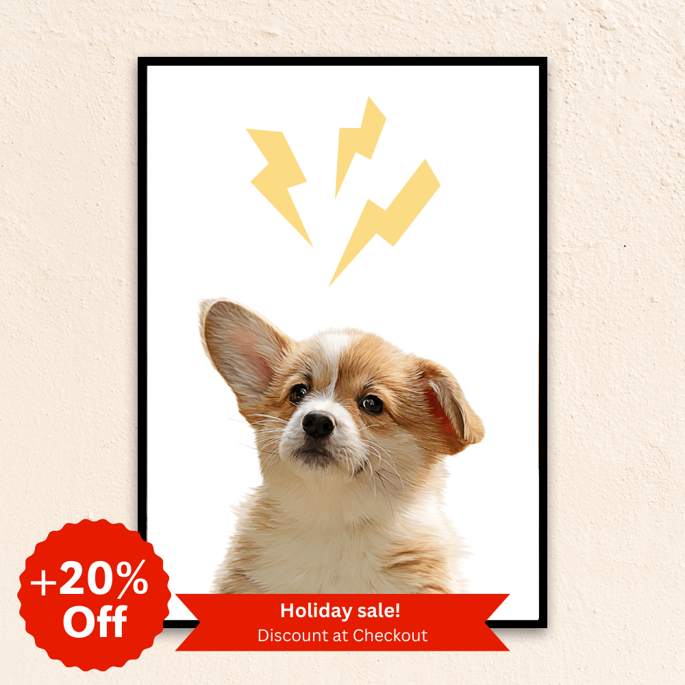 Custom Modern Pet Portrait | Lightening Bolt