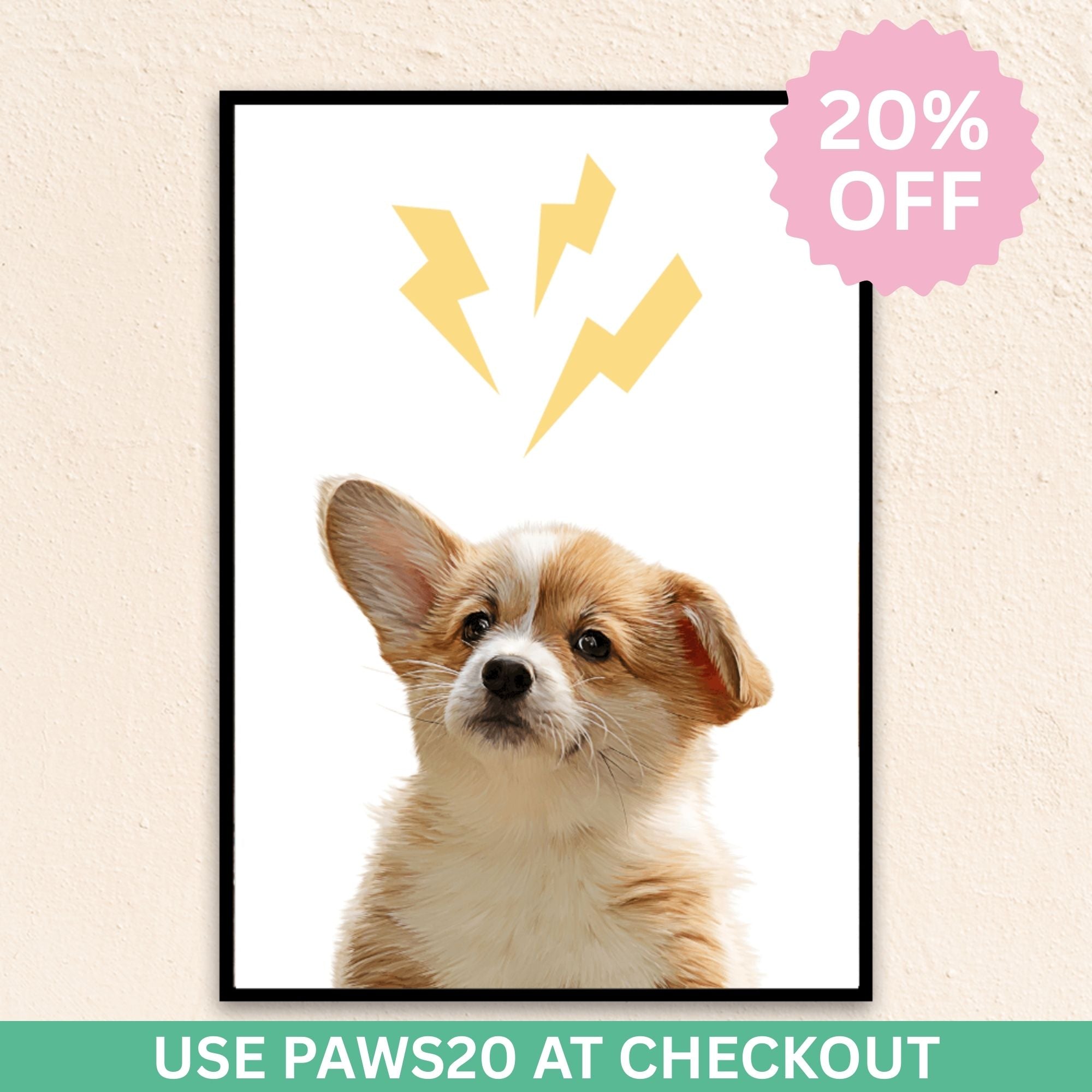 Custom Modern Pet Portrait | Lightening Bolt