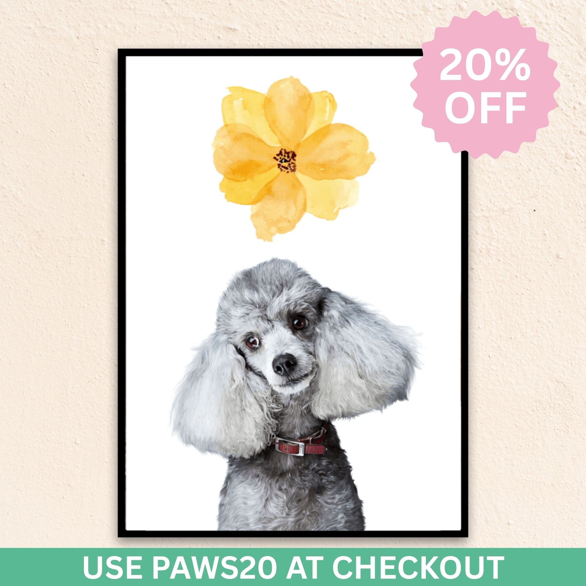 Custom Modern Pet Portrait | Watercolor Flower