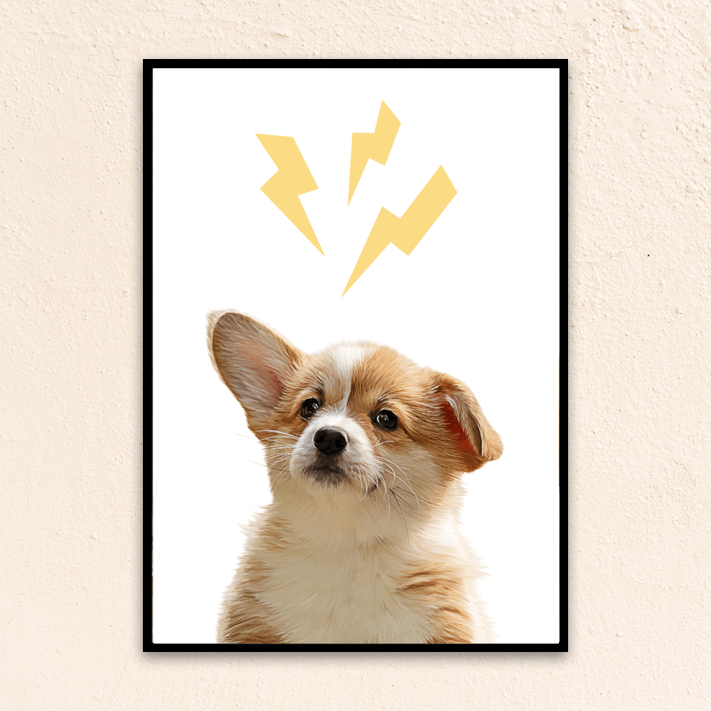 Custom Modern Pet Portrait | Lightening Bolt