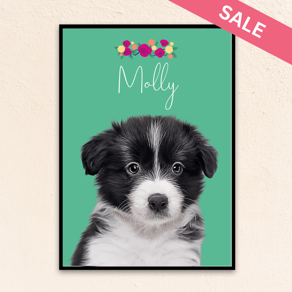 Custom Modern Pet Portrait | Floral Crown