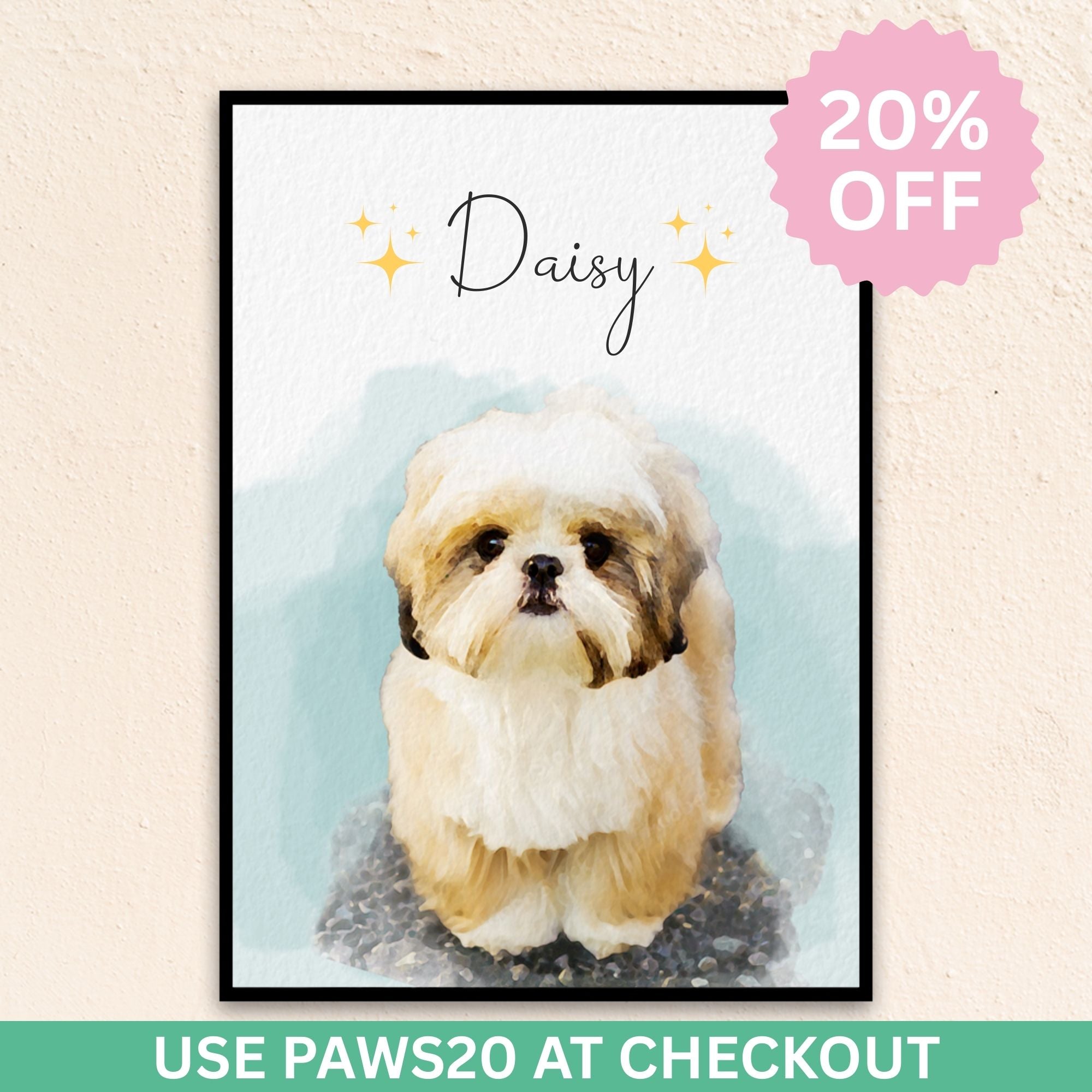 Custom Watercolor Pet Portrait | Stars