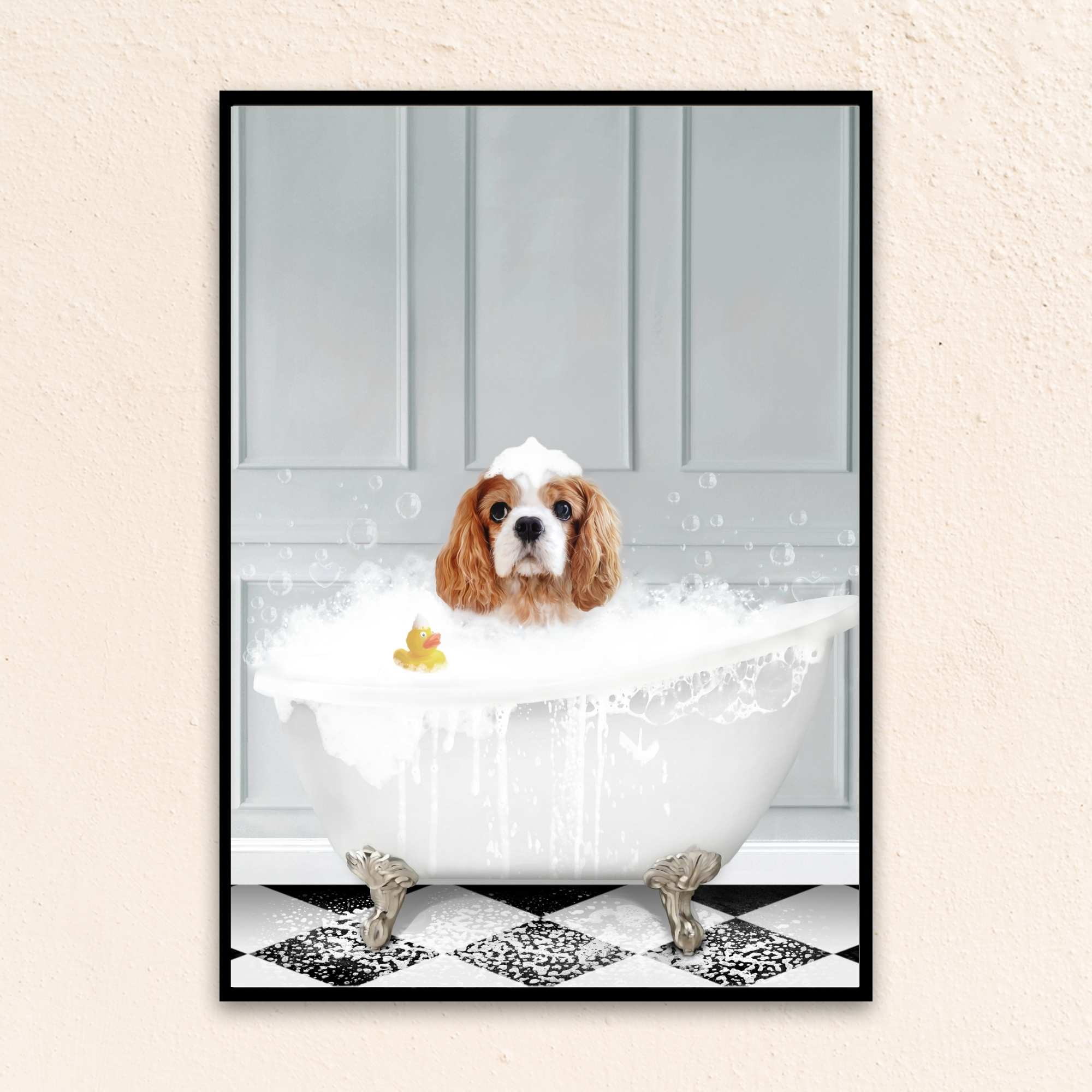 Custom Bathroom Art Dog Portrait I In The Bath Tub