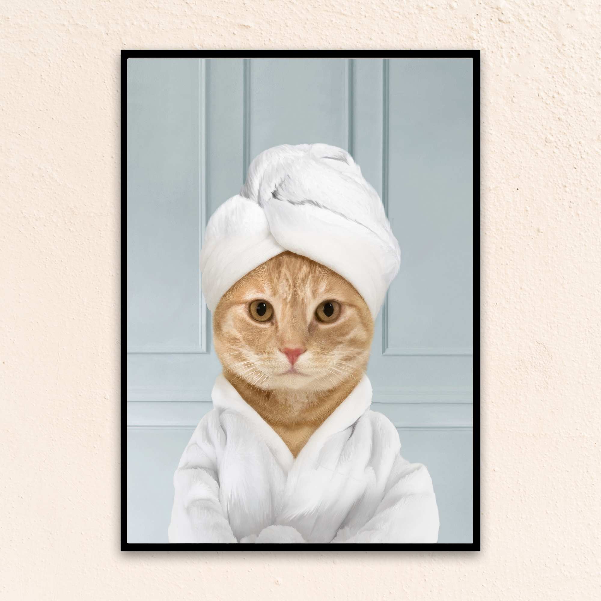 Custom Funny Cat Portrait | Wearing A Bathrobe