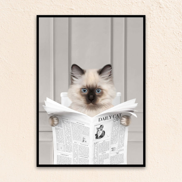 Funny Cat Portrait – Custom Newspaper Pet Art | Portrait My Pets