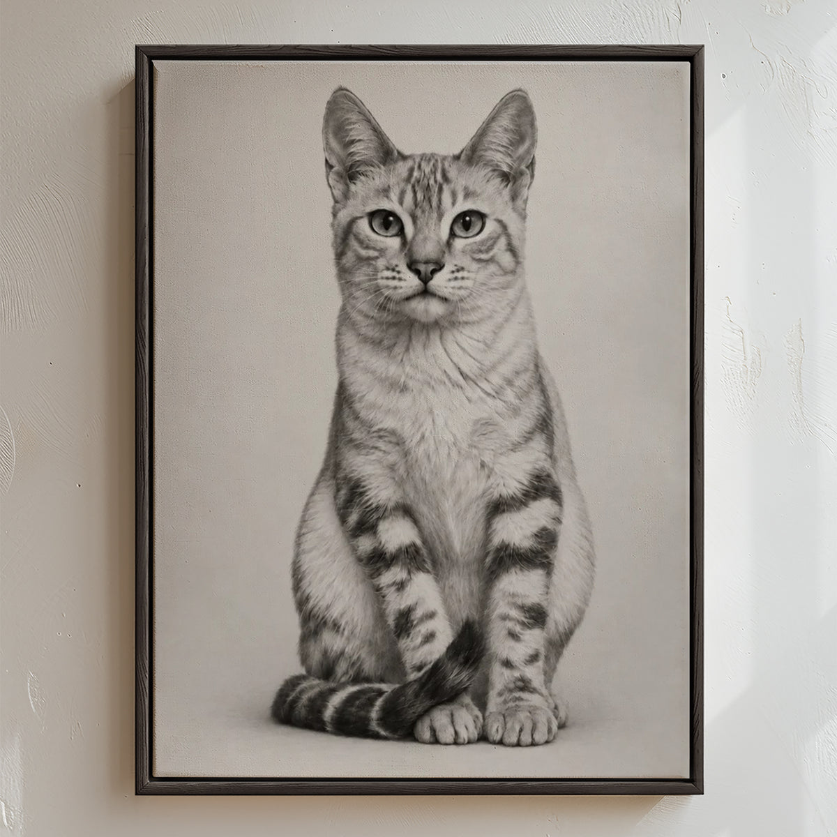 Personalized black and white cat portrait, showcasing a dignified cat with intricate shading and noble presence, exuding classic artistry and warmth.