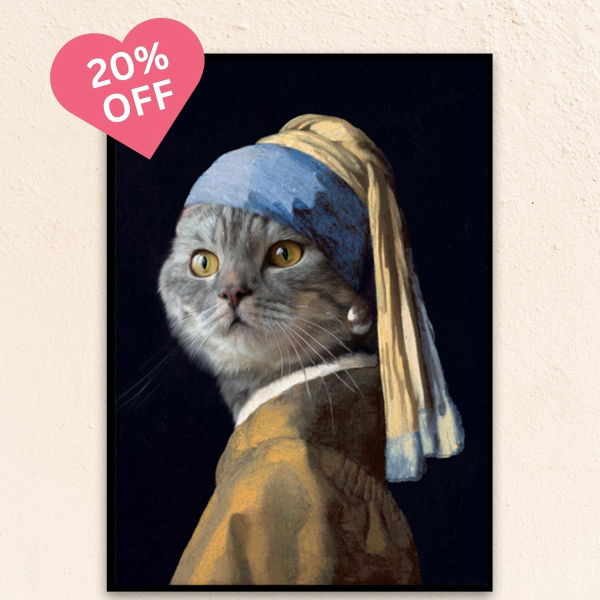 Custom Funny Cat Portrait | Girl with the Pearl Earring