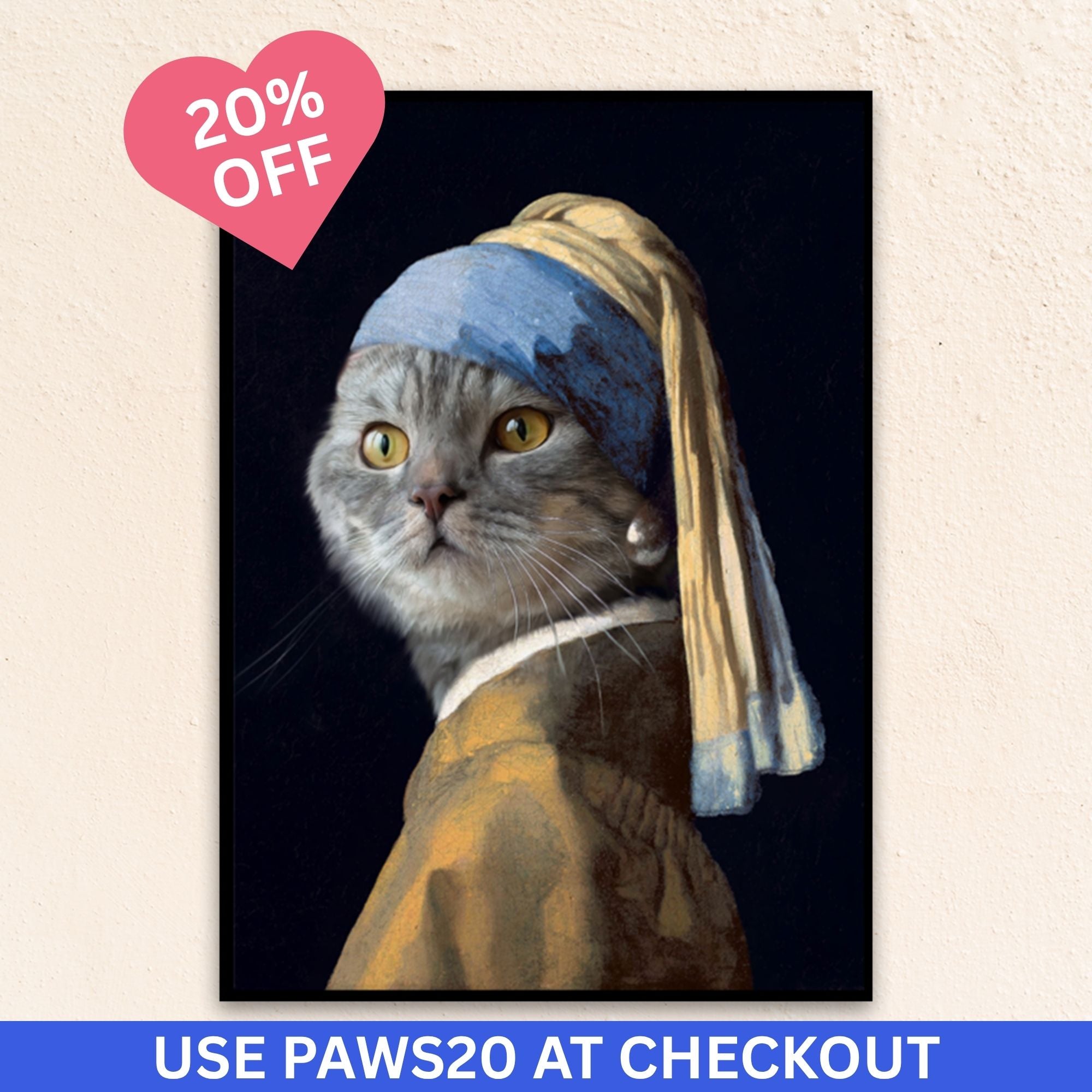 Custom Funny Cat Portrait | Girl with the Pearl Earring