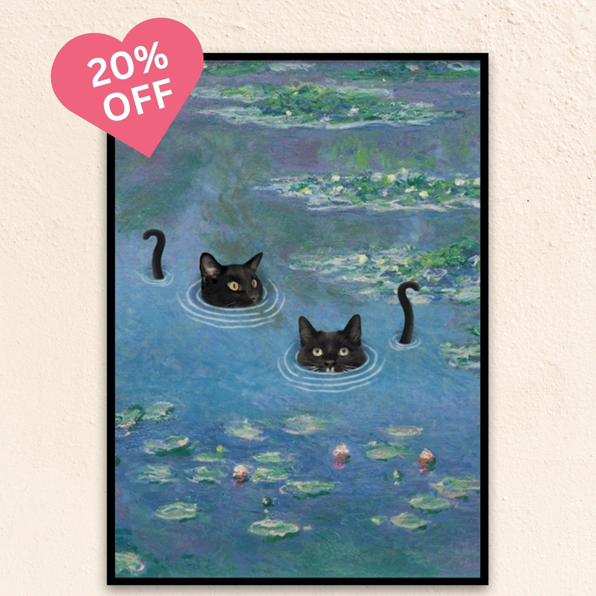 Custom Funny Pet Portrait | Water Lilies For 2 Pets or More