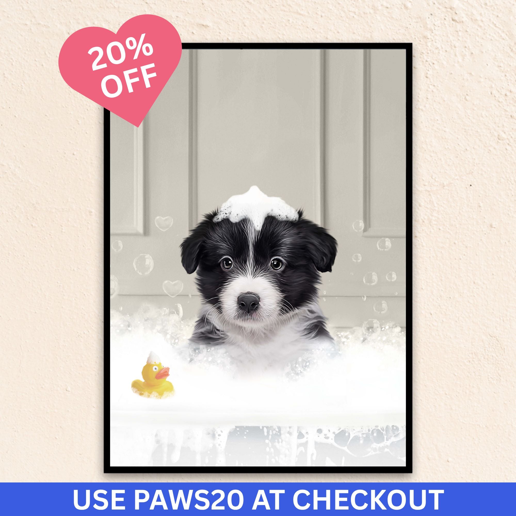 Custom Funny Pet Portrait | In The Bath Tub Close Up - Gray
