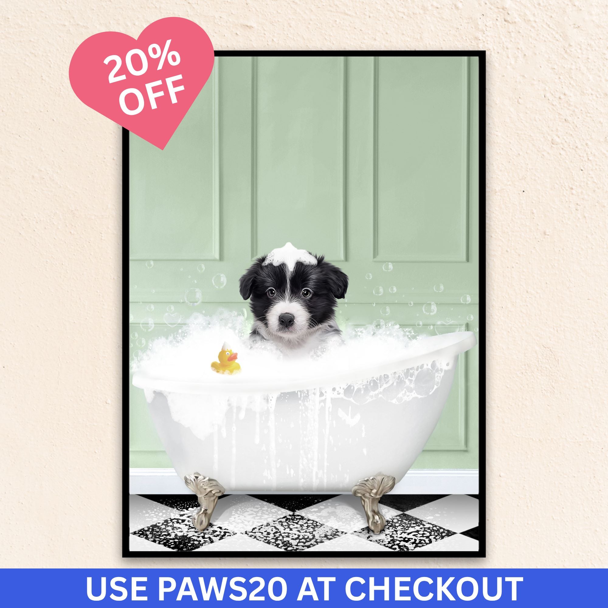 Custom Funny Pet Portrait | In The Bath Tub Sea Green