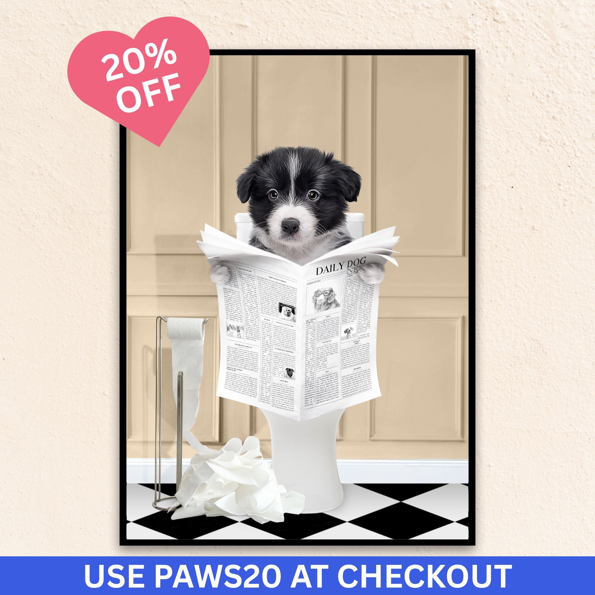 Custom Funny Pet Portrait | Reading A Newspaper - Beige
