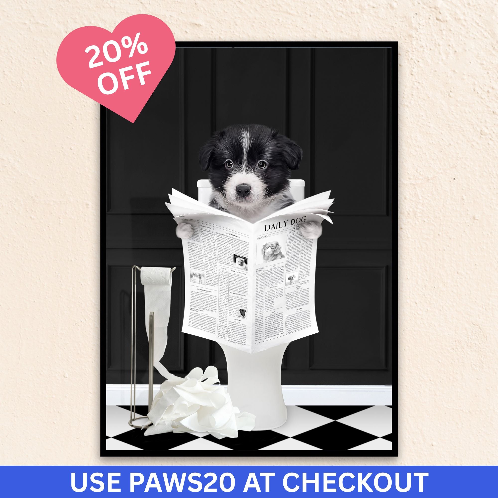 Custom Funny Pet Portrait | Reading A Newspaper - Black