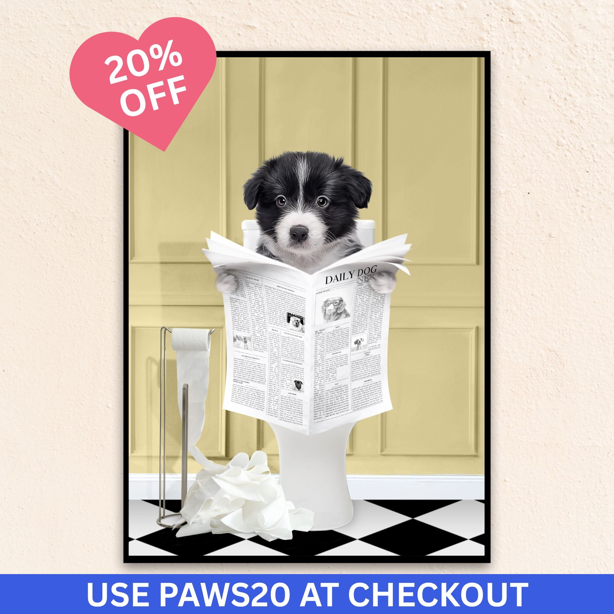 Custom Funny Pet Portrait | Reading A Newspaper - Yellow
