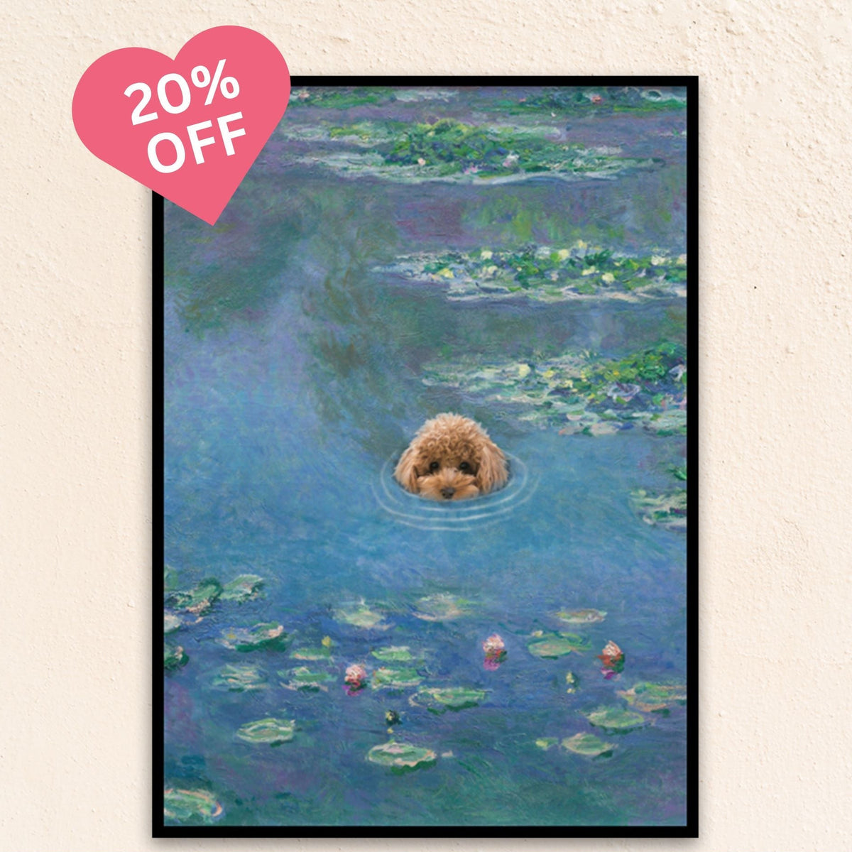 Custom Funny Pet Portrait | Water Lillies
