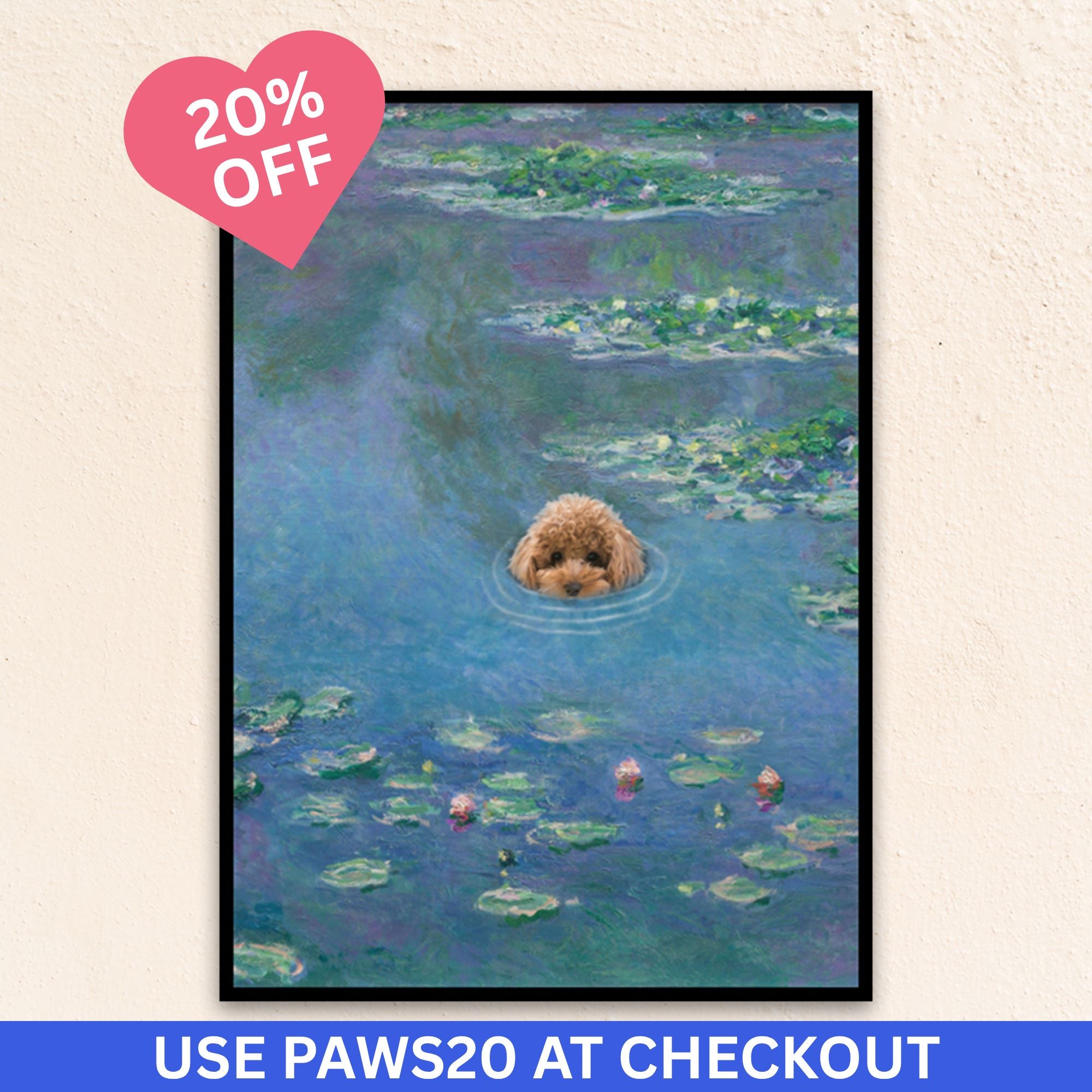 Custom Funny Pet Portrait | Water Lillies