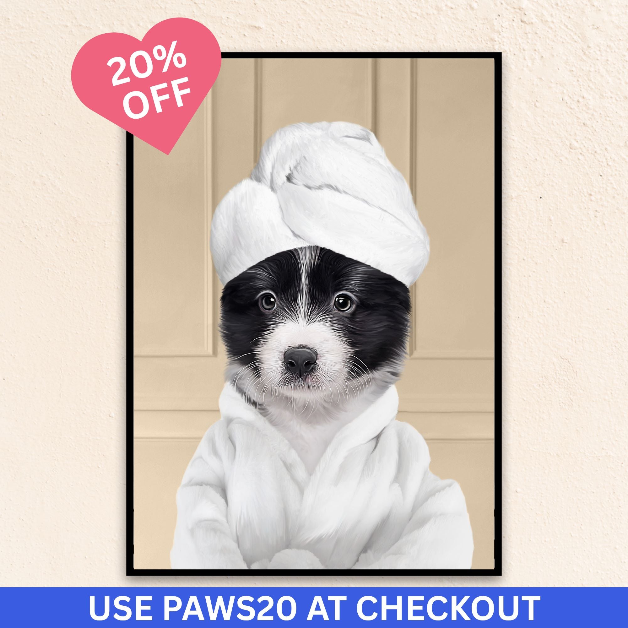 Custom Funny Pet Portrait | Wearing A Bathrobe - Beige