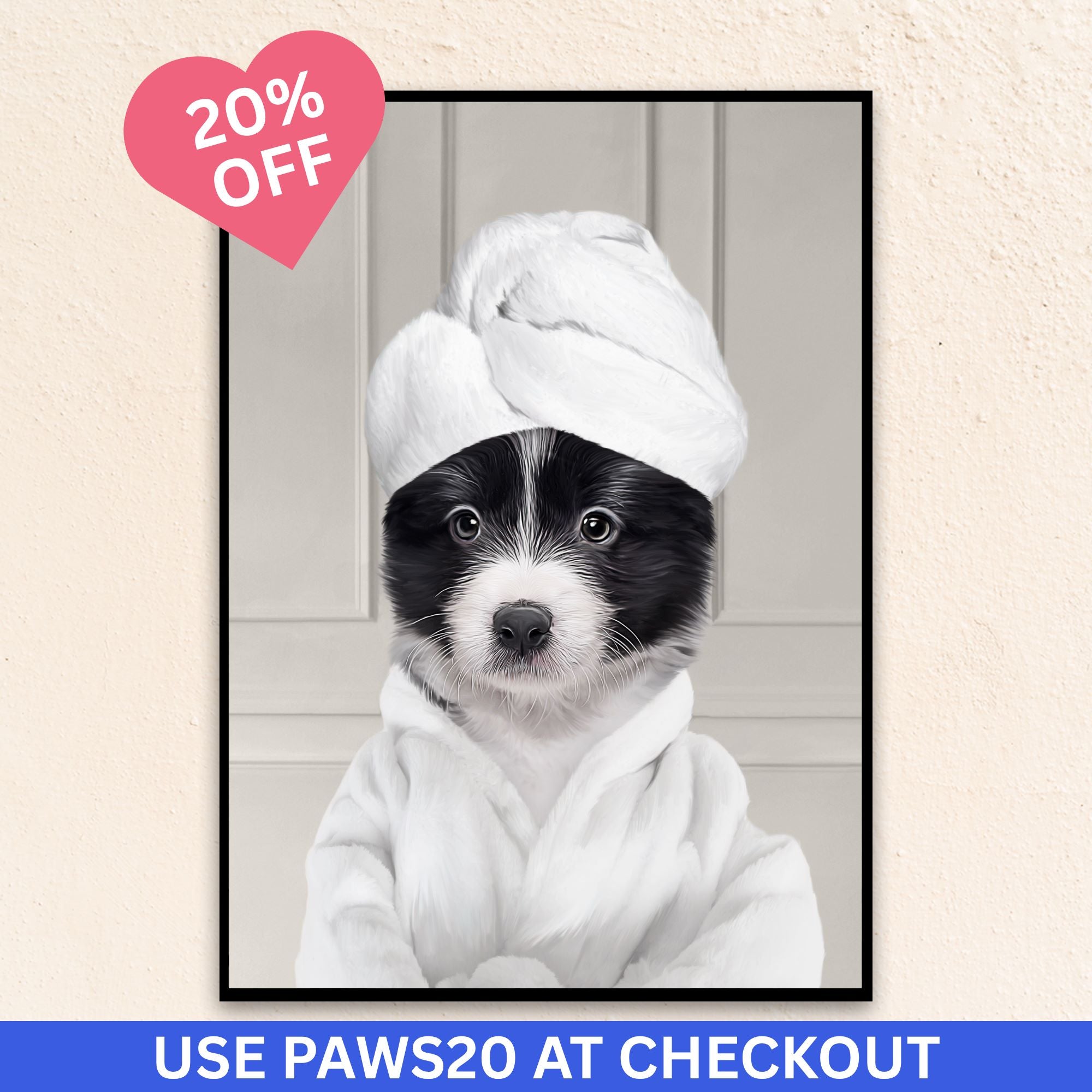 Custom Funny Pet Portrait | Wearing A Bathrobe - Gray