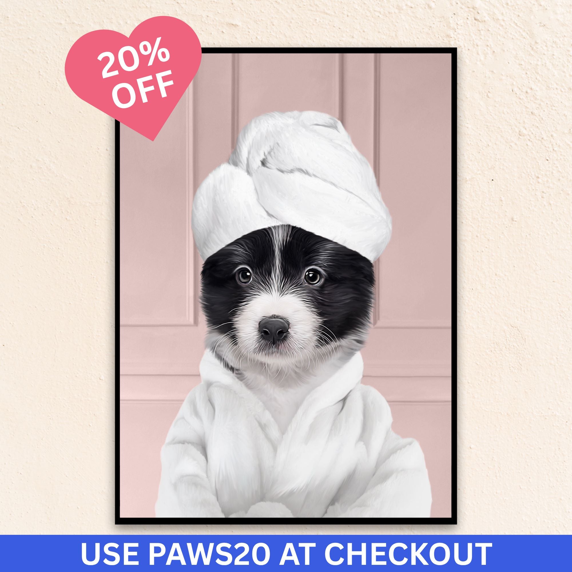 Custom Funny Pet Portrait | Wearing A Bathrobe - Pink