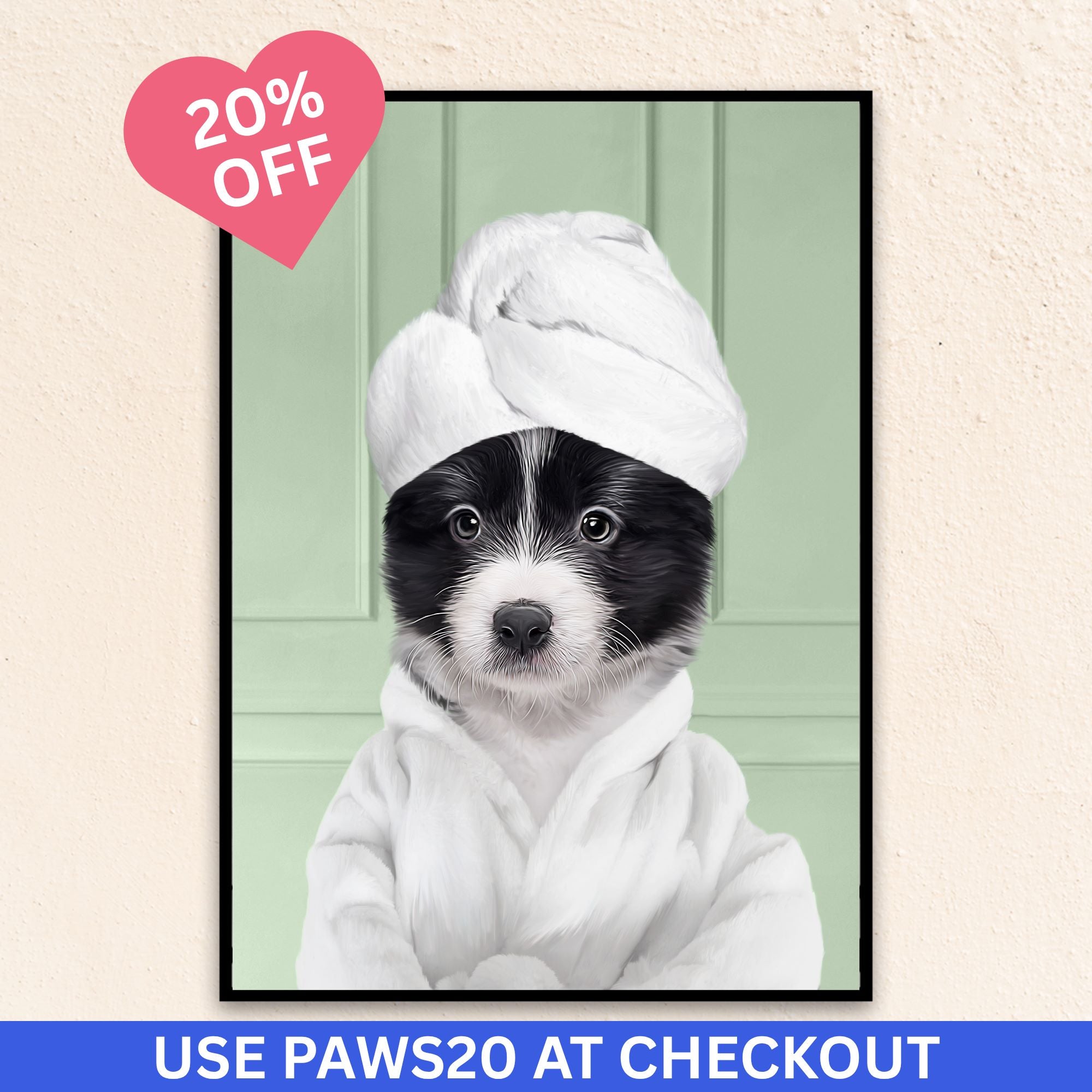 Custom Funny Pet Portrait | Wearing A Bathrobe - Sea Green