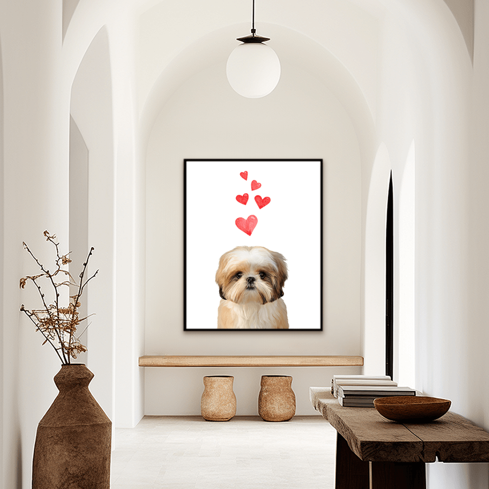 Custom Modern Pet Portrait | Multiple Hearts